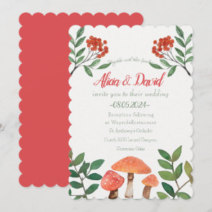 Invitación Whimsical Watercolor Red Mushroom Boda