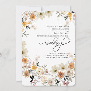 Invitación Whimsical Watercolor Wildflowers Boda