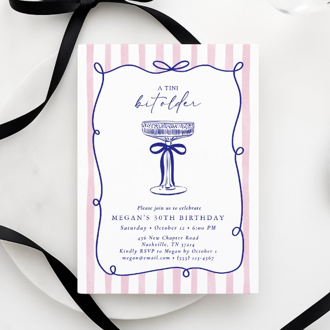 Invitación Whimsical Wavy Frame Tini un poco más viejo 30 cum (Subido por el creador)