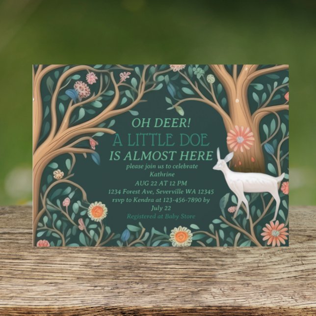Invitación Whimsical White Deer Woodland Baby Shower (Subido por el creador)