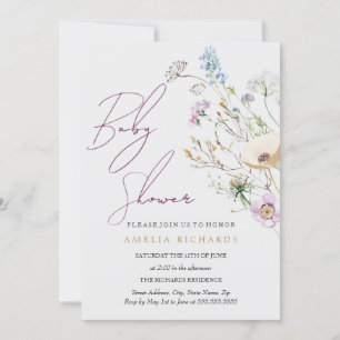 Invitación Whimsical Wildflower Baby Shower