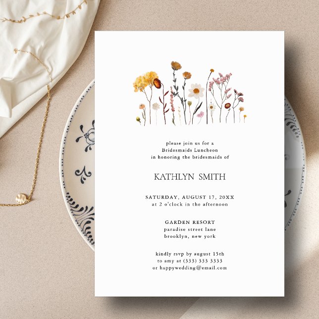 Invitación Whimsical Wildflower Boho Bridesmaids Luncheon (Subido por el creador)