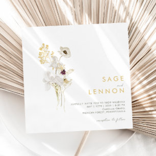 Invitación Whimsical Wildflower Bouquet Square Boda