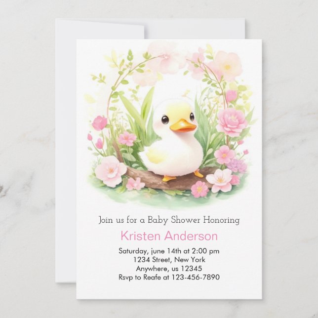 Invitación Whimsical Wildflower Chica Baby Shower (Anverso)