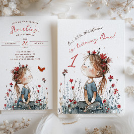 Invitación Whimsical Wildflower, cumpleaños de un año