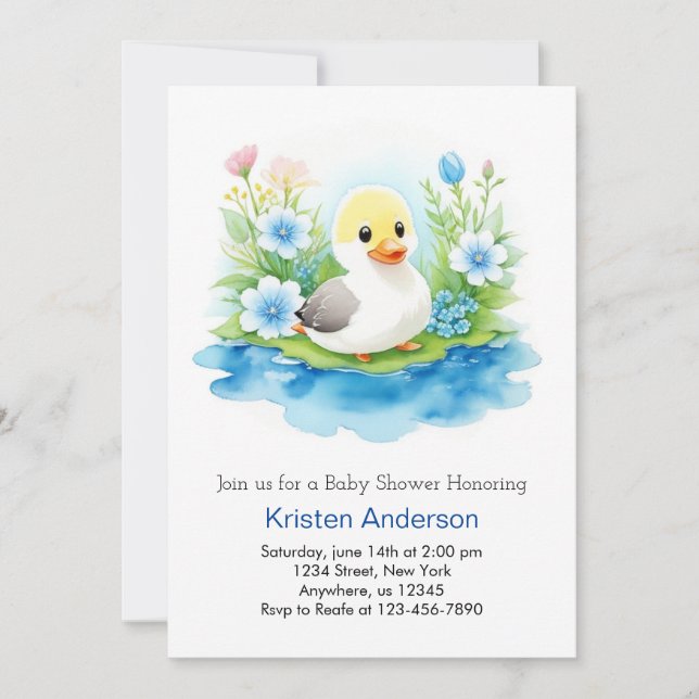 Invitación Whimsical Wildflower DuckBoy Baby Shower (Anverso)