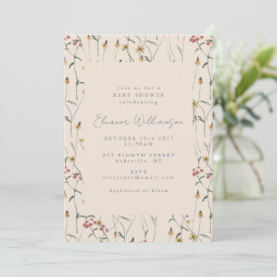 Invitación Whimsical Wildflower Floral Boho Baby Shower