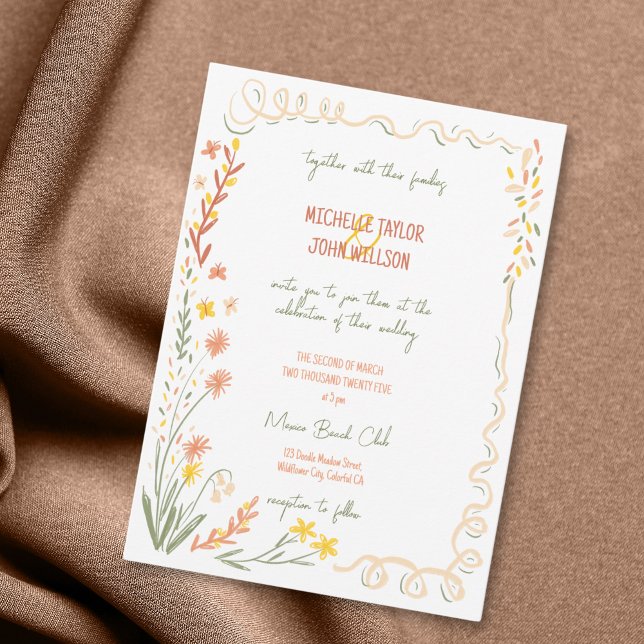 Invitación Whimsical Wildflower Hand Drawn Meadow Boda (Subido por el creador)