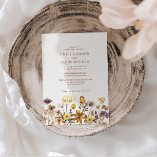 Invitación Whimsical Wildflower Ivory Cream Boho Boda