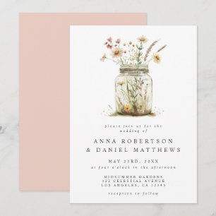 Invitación Whimsical Wildflower Mason Jar Boda