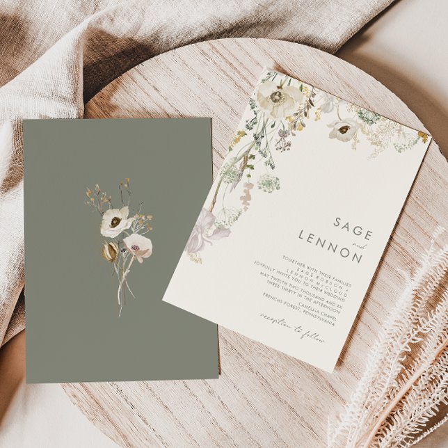 Invitación Whimsical Wildflower Meadow | Boda de Marfil (Subido por el creador)