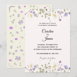 Invitación Whimsical Wildflower Meadow Border Wedding 