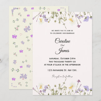 Invitación Whimsical Wildflower Meadow Border Wedding 