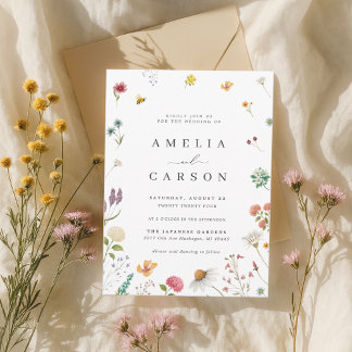 Invitación Whimsical Wildflower Meadow Wedding Invitation