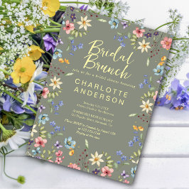 Invitación Whimsical Wildflower Sage Green Bridal Shower