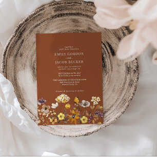 Invitación Whimsical Wildflower Terracotta Boho Boda