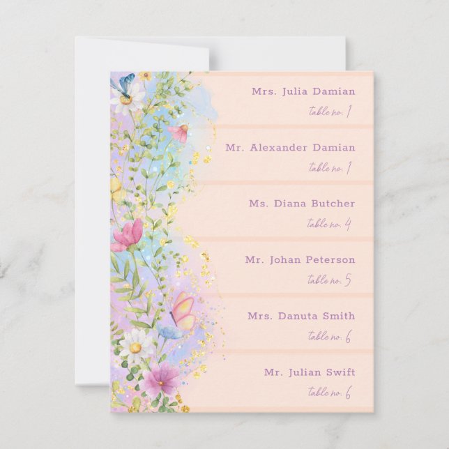 Invitación Whimsical Wildflowers Boda Floral Place Cards (Anverso)