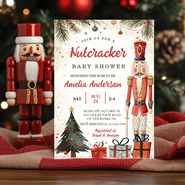 Invitación Whimsical Winter Nutcracker Christmas Baby Shower  (Subido por el creador)