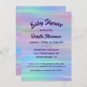Invitación Whimsical Wisps   Ducha arcoiris Holo Fairy Pastel