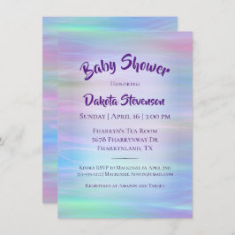 Invitación Whimsical Wisps | Ducha arcoiris Holo Fairy Pastel