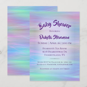 Invitación Whimsical Wisps   Ducha arcoiris Holo Fairy Pastel