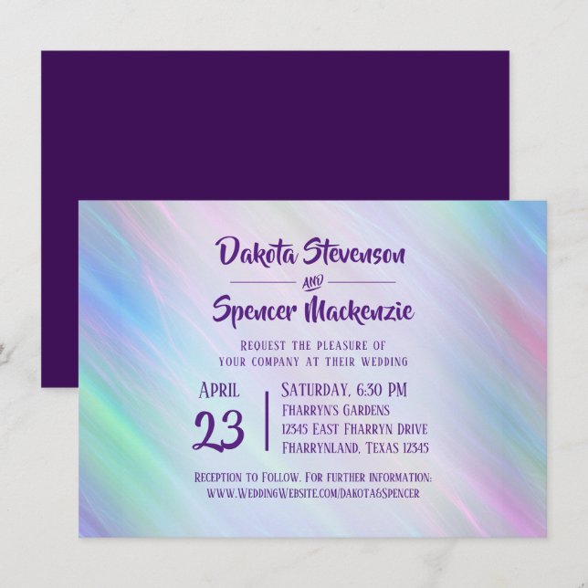 Invitación Whimsical Wisps | Ombre de arcoiris de pato holand (Anverso / Reverso)