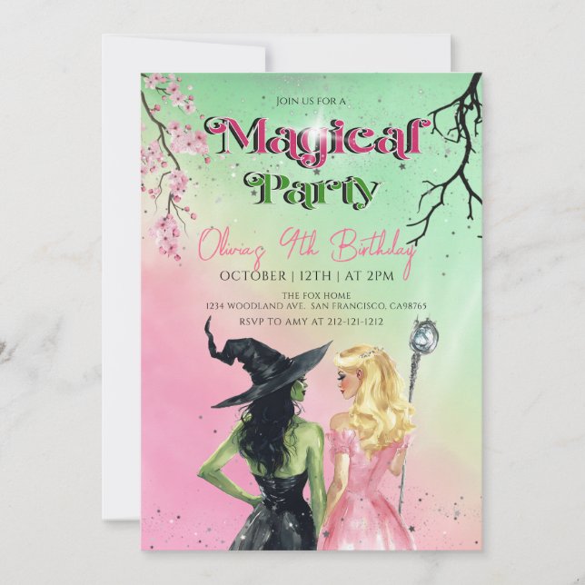 Invitación Whimsical Witch Birthday Party (Anverso)