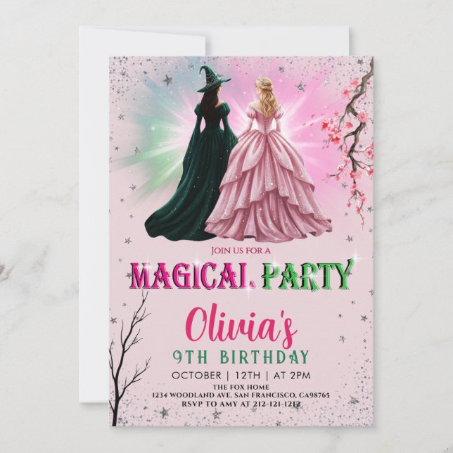 Invitación Whimsical Witch Birthday Party (Anverso)