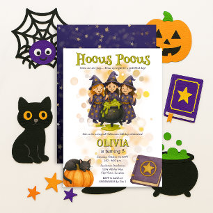 Invitación Whimsical Wits Hocus Pocus Halloween Cumpleaños