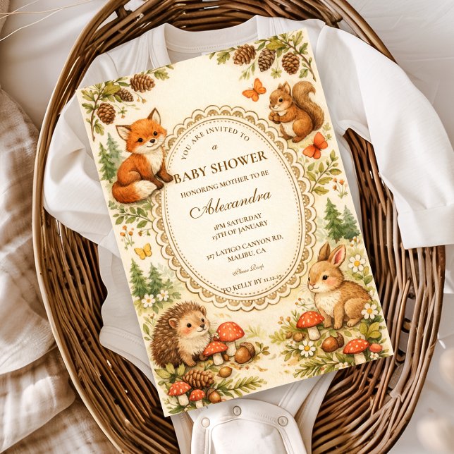 Invitación Whimsical Woodland Animals Baby Shower (Subido por el creador)