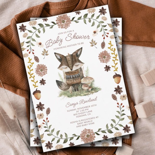 Invitación Whimsical Woodland Fox Baby Shower (Subido por el creador)