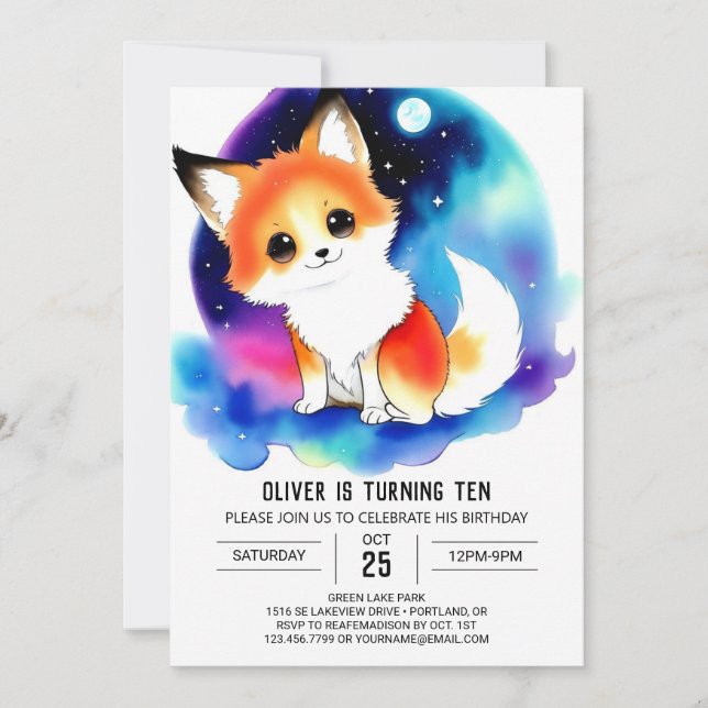 Invitación Whimsical Woodland Fox Delight Birday (Anverso)