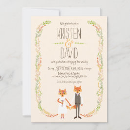 Invitación Whimsical Woodland Foxes Ivory Boda
