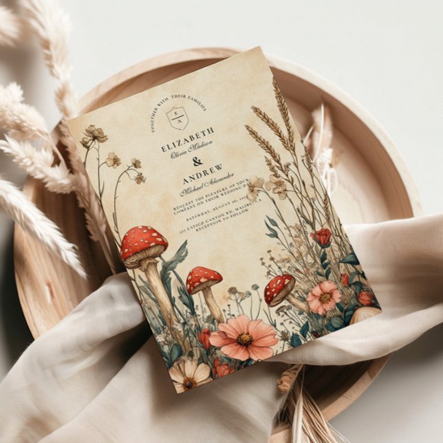 Invitación Whimsical Woodland Mushroom Boda (Subido por el creador)