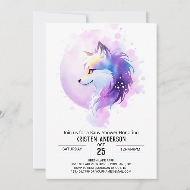 Invitación Whimsical Woodland Wolf Baby Shower (Anverso)