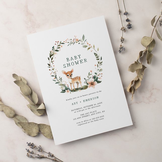 Invitación Whimsical Woodland Wreath Baby Shower (Subido por el creador)