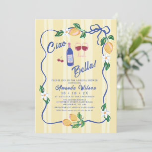 Invitación Whimsical Yellow Strip Ciao Bella Bridal Shower