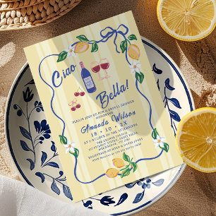 Invitación Whimsical Yellow Strip Ciao Bella Bridal Shower