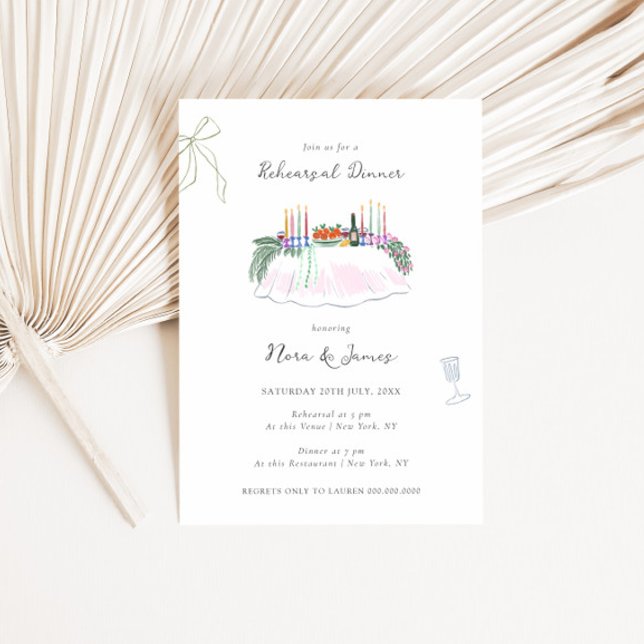 Invitación Whimsy Colorful Illustrated Rehearsal Dinner (Subido por el creador)