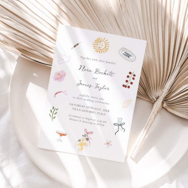 Invitación Whimsy Colorful Illustrated Wedding  (Subido por el creador)