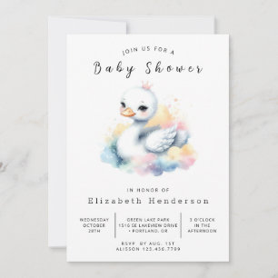 Invitación Whimsy Digital Swan Baby Shower