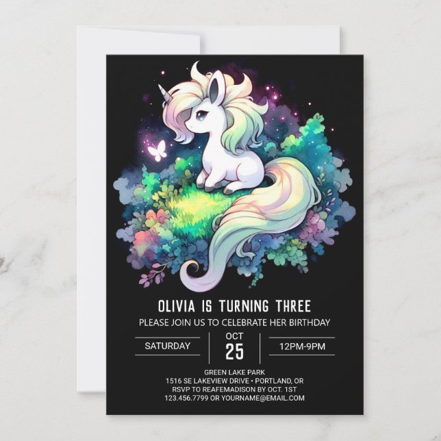 Invitación Whimsy Fantasy Horse Birday (Anverso)