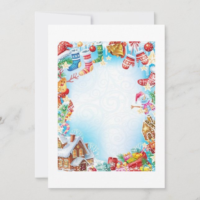 Invitación Whimsy festivo: Papel de Stationery para Navidades (Anverso)