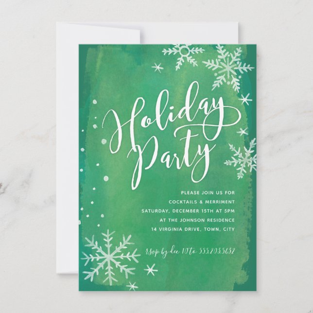 Invitación Whimsy Snowflakes | Fiesta Verde (Anverso)
