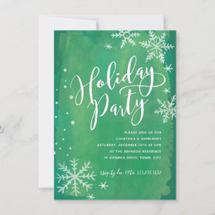 Invitación Whimsy Snowflakes Fiesta Verde