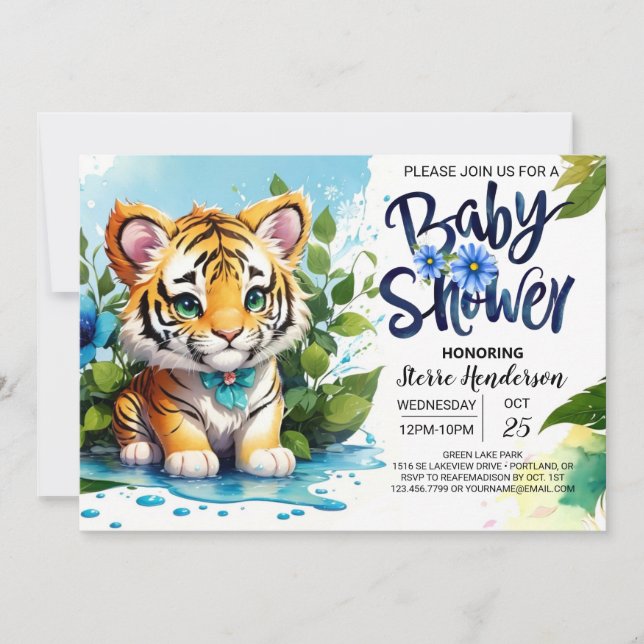 Invitación Whimsy Tiger Jungle Baby Shower (Anverso)