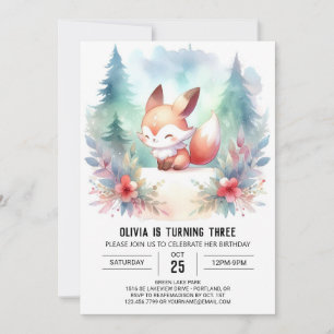 Invitación Whimsy Woodland Fox Birday digital
