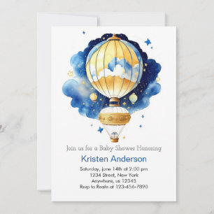 Invitación Whimy Boho Hot Air Balloon Boy Baby Shower