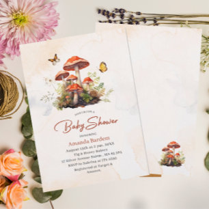 Invitación Whimy Mushroom Watercolor Ducha para bebé