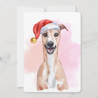 Invitación Whippet Christmas Card – Whippet Wearing Santa Hat